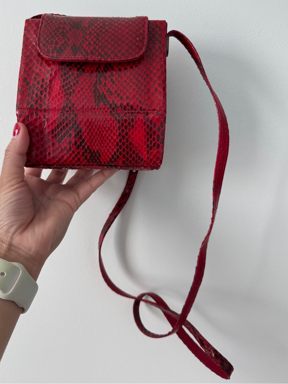 Stuart Weitzman Red Snake Print Crossbody Bag. Great condition. Make your offer